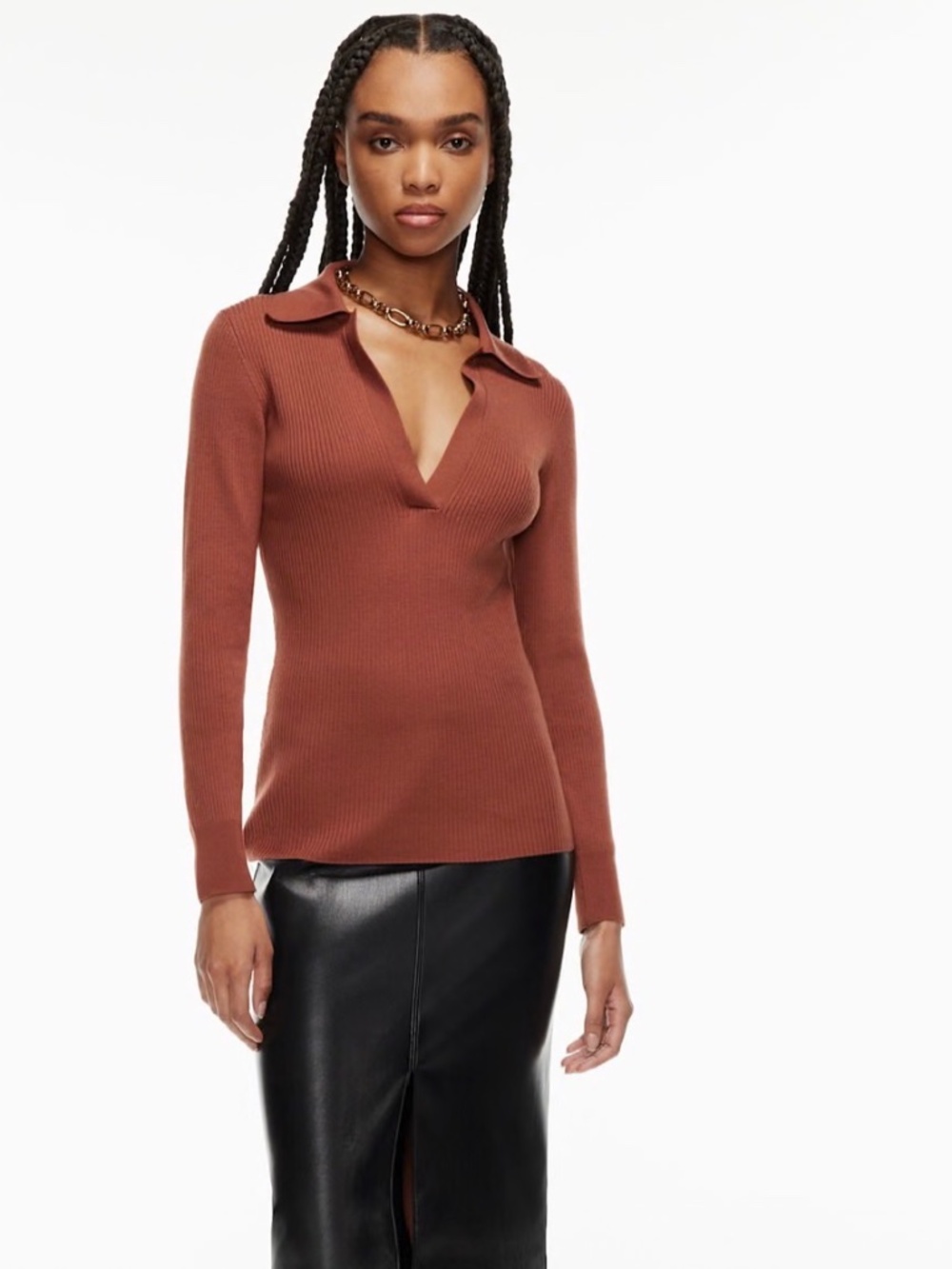 Aritzia Wilfred Epicurean Brown Ribbed set